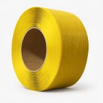 Yellow PP semi-transparent strapping roll front view