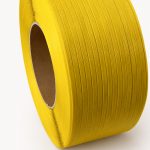 Yellow PP semi-transparent strapping roll side view