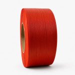 Red PP semi-transparent strapping roll side view