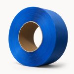 Blue PP semi-transparent strapping roll front view