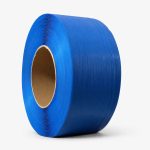 Blue PP semi-transparent strapping roll side view