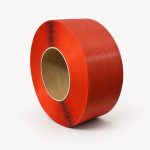 Red PP semi-transparent strapping roll front view