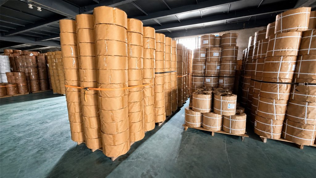 Finished goods aisle in the warehouse