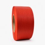 Red PP semi-transparent strapping roll side view