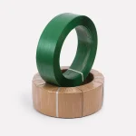 Green PET plastic steel strapping coil with kraft-wrapped package